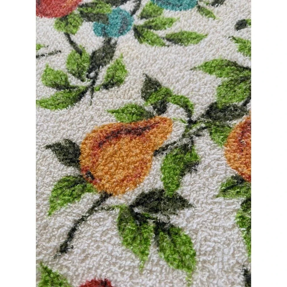 Vintage Farmhouse TableCloth Fruit Cherries Pears Apples 60s Large 50